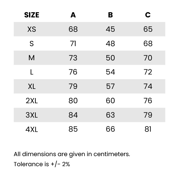 Maillot Speedsoft – tailles en centimètres